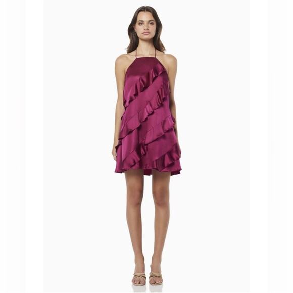 Elliatt Prestigious Silk Mini Dress in Berry S - Picture 2 of 14